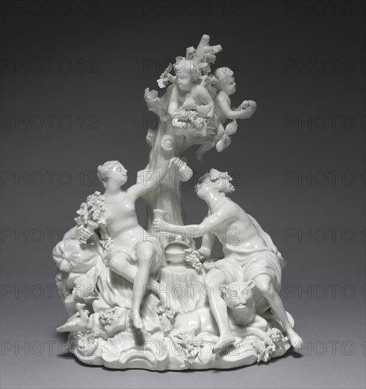 Bacchus and Venus, c. 1755. Tournay Factory (Belgian), after a design by Friedrich Elias I Meyer (German, 1723-1785). Porcelain; overall: 25.4 x 18.8 x 16.9 cm (10 x 7 3/8 x 6 5/8 in.).