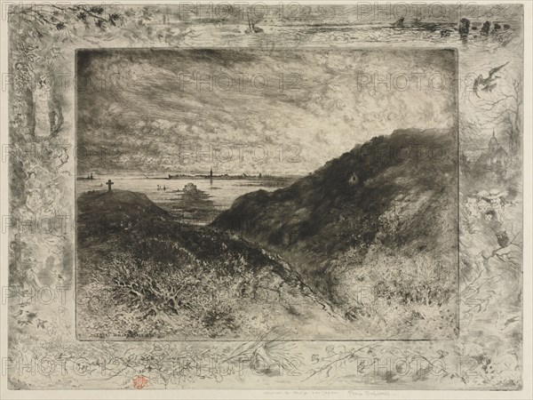 The Cliff: Bay of Saint-Malo, 1886-1890. Félix Hilaire Buhot (French, 1847-1898). Etching, drypoint, aquatint, and roulette; sheet: 39.4 x 55.4 cm (15 1/2 x 21 13/16 in.); platemark: 29.9 x 40 cm (11 3/4 x 15 3/4 in.)