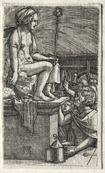 The Roman Courtesan or The Revenge of the Sorcerer Virgil, 1520-1526. Albrecht Altdorfer (German, c. 1480-1538). Engraving
