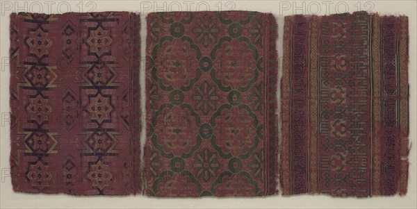 Silk Fragment, 14th century. Spain, Granada, Hispano-Islamic, 14th century. Lampas weave, silk; overall: 78.2 x 39 cm (30 13/16 x 15 3/8 in.)