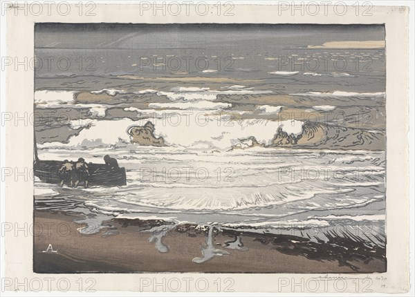 The Breaking Waves, Tide of September 1901, 1901. Auguste Louis Lepère (French, 1849-1918). Chiaroscuro woodcut