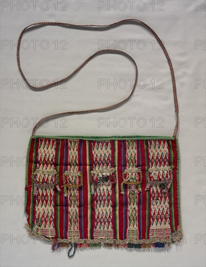 Pouch (Bolsa), late 1800s. Bolivia, Haurina, late 19th century. Wool with glass beads and sequins; overall: 25.5 x 36.3 cm (10 1/16 x 14 5/16 in.).