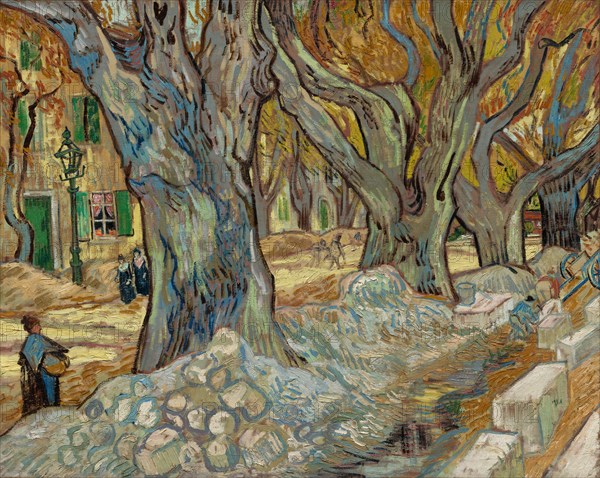 The Large Plane Trees (Road Menders at Saint-Rémy), 1889. Vincent van Gogh (Dutch, 1853-1890). Oil on fabric; framed: 104.5 x 124.5 x 7.6 cm (41 1/8 x 49 x 3 in.); unframed: 73.4 x 91.8 cm (28 7/8 x 36 1/8 in.)