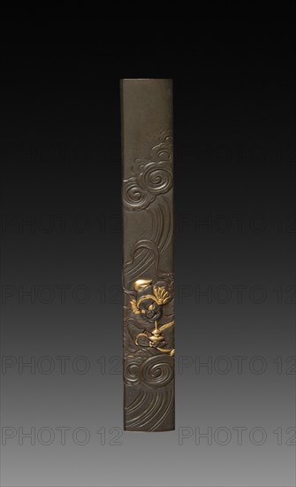 Knife Handle (Kozuka), c 1800s. Japan, 19th century. Inlaid bronze; overall: 1.4 cm (9/16 in.).