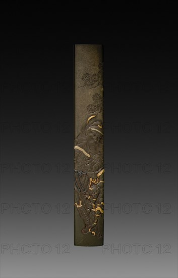 Knife Handle (Kozuka), c 1800s. Japan, 19th century. Inlaid bronze; overall: 1.4 cm (9/16 in.).