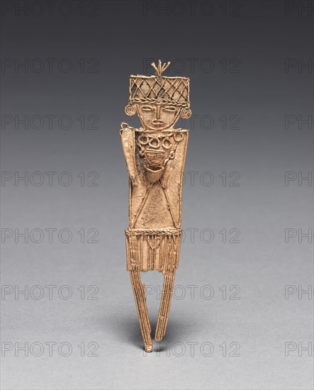 Tunjos (Votive Offering Figurine), c. 900-1550. Colombia, Muisca style, 10th-16th century. Cast gold; overall: 10.1 x 2.4 x 0.7 cm (4 x 15/16 x 1/4 in.).