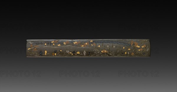 Knife Handle (Kozuka), c 1800s. Japan, 19th century. Inlaid bronze; overall: 1 cm (3/8 in.).