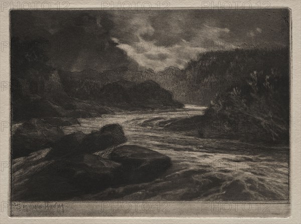 A Salmon River. Francis Seymour Haden (British, 1818-1910). Etching and mezzotint