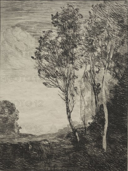 Souvenir of Italy, 1866. Jean Baptiste Camille Corot (French, 1796-1875), Cadart and Chevalier. Etching; sheet: 42 x 30.6 cm (16 9/16 x 12 1/16 in.); image: 29.6 x 22.3 cm (11 5/8 x 8 3/4 in.)