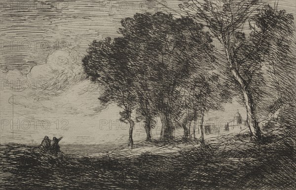 Italian Landscape, c. 1865. Jean Baptiste Camille Corot (French, 1796-1875). Etching; sheet: 31.1 x 44.3 cm (12 1/4 x 17 7/16 in.); platemark: 15.4 x 23.6 cm (6 1/16 x 9 5/16 in.)