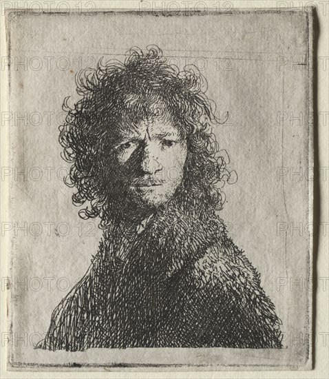 Self-Portrait Frowning: Bust, 1630. Rembrandt van Rijn (Dutch, 1606-1669). Etching; sheet: 7.4 x 6.3 cm (2 15/16 x 2 1/2 in.); platemark: 7.3 x 6.1 cm (2 7/8 x 2 3/8 in.)