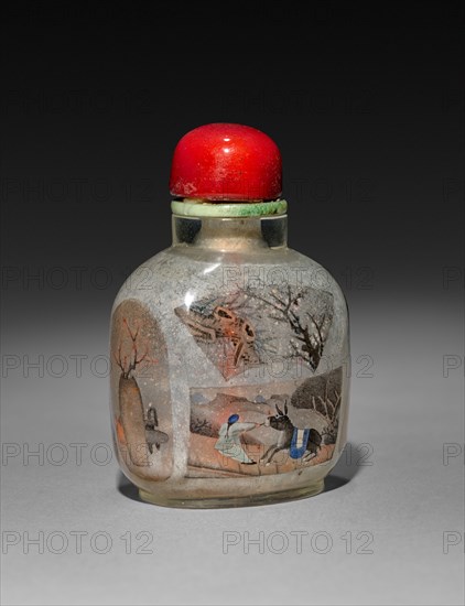 Snuff Bottle with Stopper, 1736-1795. China, Qing dynasty (1644-1912), Qianlong reign (1735-1795). Crystal; with cover: 8.4 cm (3 5/16 in.).