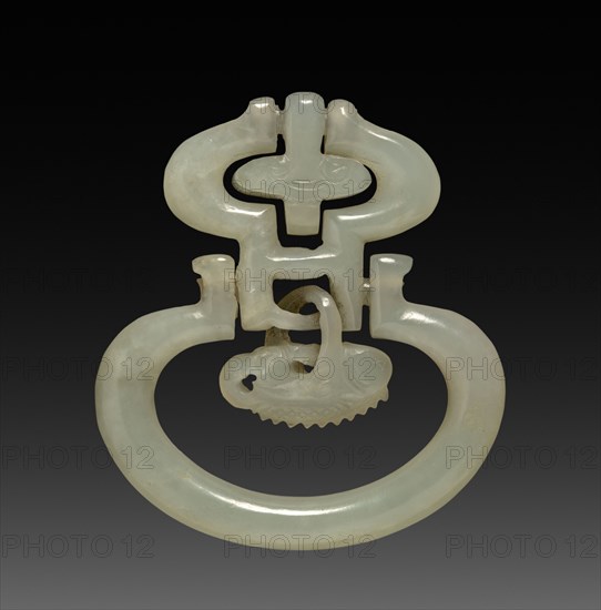 Part of a Buckle or Ornament, 1800s-1900s. China, 19th-20th century. White jade; overall: 5.8 cm (2 5/16 in.).