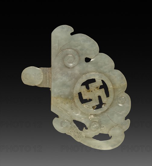 Part of Buckle, 1800s-1900s. China, 19th-20th century. White jade; overall: 4.6 x 5.4 cm (1 13/16 x 2 1/8 in.).