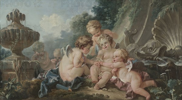 Cupids in Conspiracy, 1740s. François Boucher (French, 1703-1770). Oil on canvas; framed: 77.5 x 131.5 x 6 cm (30 1/2 x 51 3/4 x 2 3/8 in.); unframed: 68.8 x 123.2 cm (27 1/16 x 48 1/2 in.).