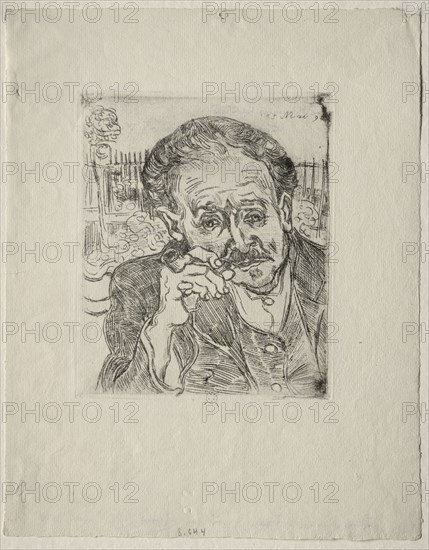 Dr. Gachet, 1890. Vincent van Gogh (Dutch, 1853-1890). Etching and drypoint, enhanced with black ink on laid paper; 18.1 x 15.2 cm (7 1/8 x 6 in.)