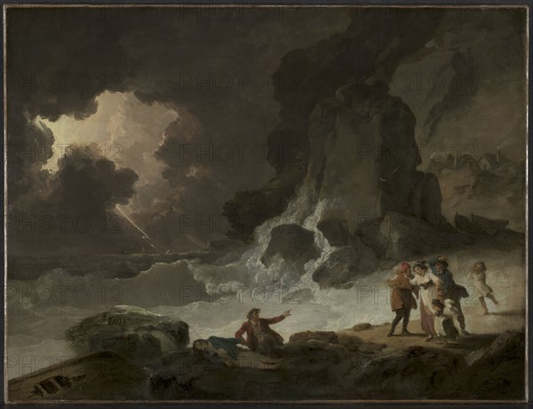 A Storm Behind the Isle of Wight, c.179(?). Julius Caesar Ibbetson (British, 1759-1817). Oil on canvas; framed: 70 x 85.5 x 5.5 cm (27 9/16 x 33 11/16 x 2 3/16 in.); unframed: 50.8 x 67.6 cm (20 x 26 5/8 in.).