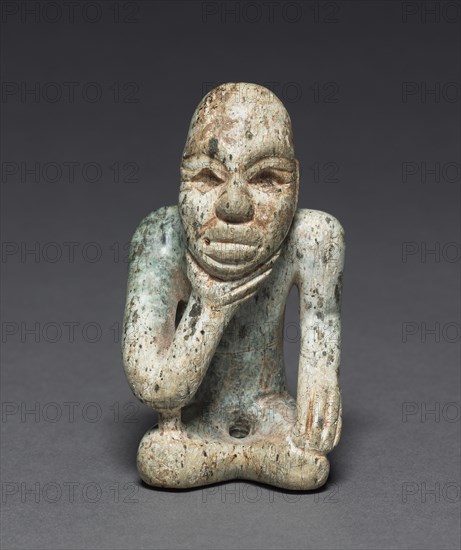 Seated Figure, 1200-300 BC. Mexico, Olmec, 1200-300 BC. Jade; overall: 9.3 x 4.8 x 4 cm (3 11/16 x 1 7/8 x 1 9/16 in.).