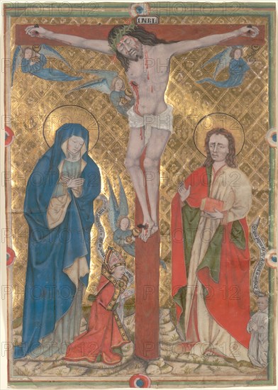 Single Leaf from a Missal: The Crucifixion, c. 1480. Bohemia or Silesia, 15th century. Ink, tempera, and gold on vellum; sheet: 22.9 x 15.9 cm (9 x 6 1/4 in.)