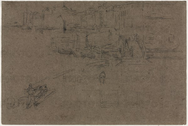 The Riva, Venice. James McNeill Whistler (American, 1834-1903). Charcoal;
