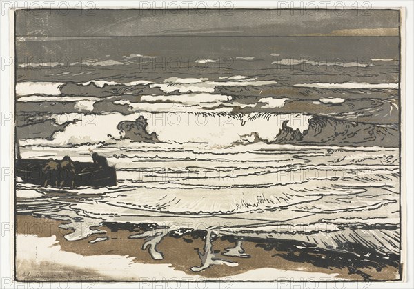 The Breaking Waves, Tide of September 1901, 1901. Auguste Louis Lepère (French, 1849-1918). Chiaroscuro woodcut