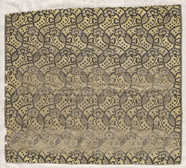 Fragment of Spitalfields Silk, 1800s. England, Spitalfields, 19th century. Silk; overall: 45.4 x 50.2 cm (17 7/8 x 19 3/4 in.)