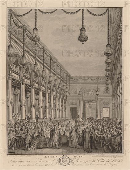 Le festin royal à l'Hôtel de Ville, le 21 janvier 1782. Jean-Michel the Younger Moreau (French, 1741-1814). Engraving