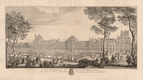 Les promenades du palais des Tuileries. Jacques Rigaud (French, 1681-1754). Engraving