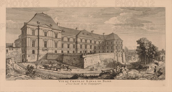 Vue du Château royal de Blois, prise du côté de la campagne. Jacques Rigaud (French, 1681-1754). Engraving