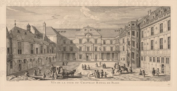 Vue de la cour du Château de Blois. Jacques Rigaud (French, 1681-1754). Engraving