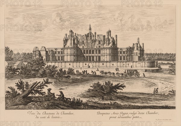 Vue du Château de Chambord, du côté de l'entrée, 1678. Israël Silvestre (French, 1621-1691). Engraving