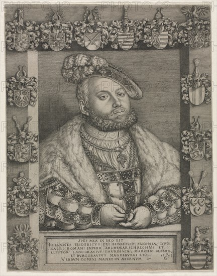 Portrait of John Frederick I, "The Magnanimous," Elector of Saxony, 1543. Georg Pencz (German, c. 1500-1550). Engraving