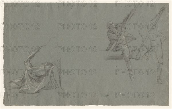 Drapery Study; Two Figures Pulling a Pole, 1785-86. John Singleton Copley (American, 1738-1815). Black chalk heightened with white chalk; sheet: 35.5 x 56.7 cm (14 x 22 5/16 in.).