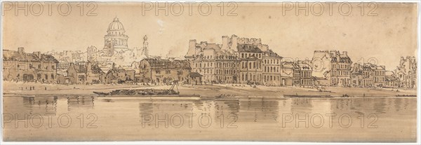 A Selection of Twenty of the Most Picturesque Views in Paris:  View of the Pantheon taken from the Arsenal, 1802. Thomas Girtin (British, 1775-1802). Soft-ground etching with bistre wash