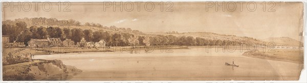 Twenty Views of Paris and Environs:  View of St. Cloud and Mount Calvary taken from Pont de Sêve, 1802. Thomas Girtin (British, 1775-1802). Soft-ground etching with bistre wash