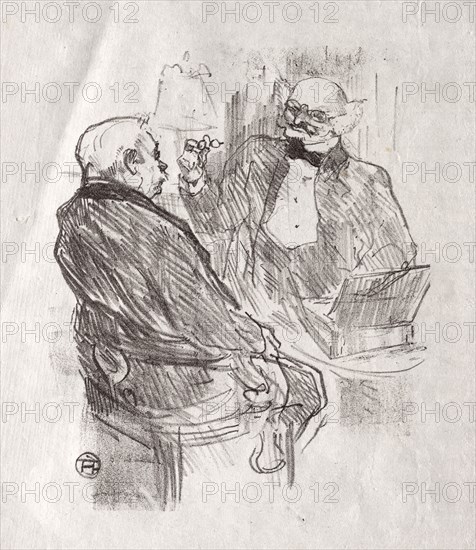 Au pied du Sinaï:  Georges Clemenceau et L'Oculiste Mayer, 1898. Henri de Toulouse-Lautrec (French, 1864-1901). Lithograph