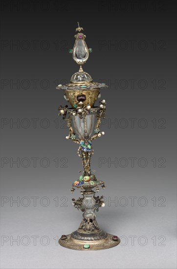 Blood Reliquary, 1500s. Italy (?), 16th century. Gilt silver; overall: 35.6 cm (14 in.); diameter of base: 10 cm (3 15/16 in.); average: 4.7 x 6 cm (1 7/8 x 2 3/8 in.).
