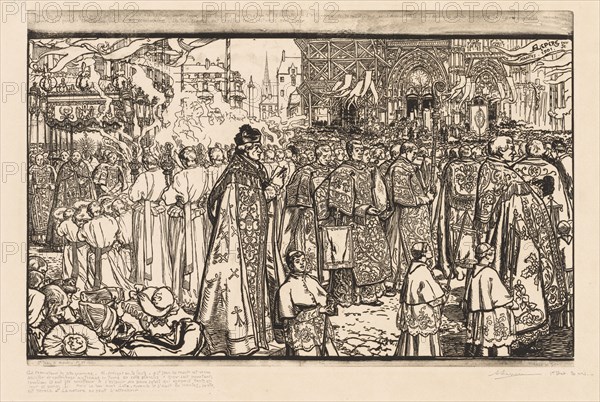 La Procession de la Fête-Dieu à Nantes, 1901. Auguste Louis Lepère (French, 1849-1918). Woodcut