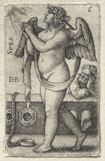 The Knowledge of God and the Seven Cardinal Virtues:  Hope - Spes. Hans Sebald Beham (German, 1500-1550). Engraving