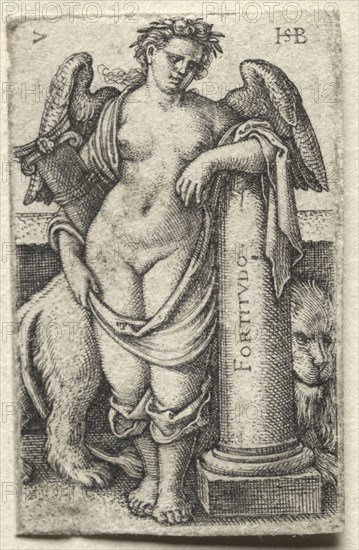 The Knowledge of God and the Seven Cardinal Virtues:  Fortitude - Fortitudo. Hans Sebald Beham (German, 1500-1550). Engraving