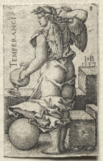 The Knowledge of God and the Seven Cardinal Virtues:  Temperance - Temperancia. Hans Sebald Beham (German, 1500-1550). Engraving