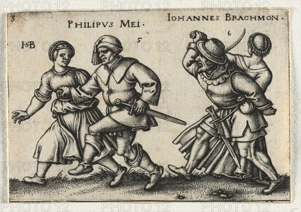 The Peasant Wedding or the Twelve Months:  5-Philipus Mei 6-Johannes Brachmon, 1546. Hans Sebald Beham (German, 1500-1550). Engraving