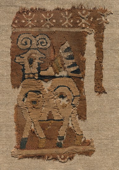 Fragment (from a Garment ?), late 700s - early 800s. Iran or Iraq, early Abbasid period, late 8th - early 9th century A.D.. Tapestry (originally inwoven in tabby ground); goat hair, wool and cotton; overall: 15.3 x 19.7 cm (6 x 7 3/4 in.).