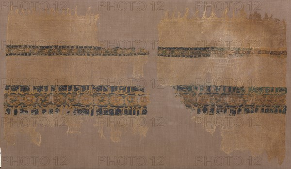 Turban end with tiraz, 1031. Egypt, Fatimid period, Caliphate of al-Zahir, 1031. Plain weave with inwoven tapestry weave: linen and silk; overall: 29.1 x 54.6 cm (11 7/16 x 21 1/2 in.).
