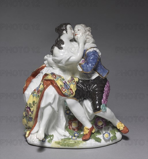 The Lovers, c. 1740. Meissen Porcelain Factory (German), Johann Friedrich Eberlein (German, 1696-1749). Porcelain with enamel decoration; overall: 15.3 x 15.3 cm (6 x 6 in.).