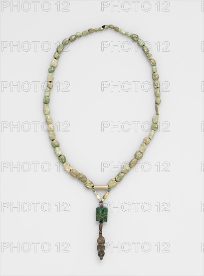 Necklace, before 1532. Peru. Turquoise and stone; overall: 66 cm (26 in.); pendant: 7.6 cm (3 in.).
