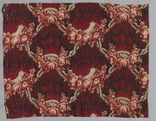 Roller Printed Cotton Textile, 19th century. America, 19th century. Plain cloth, roller printed: cotton; average: 57.5 x 61.9 cm (22 5/8 x 24 3/8 in.)