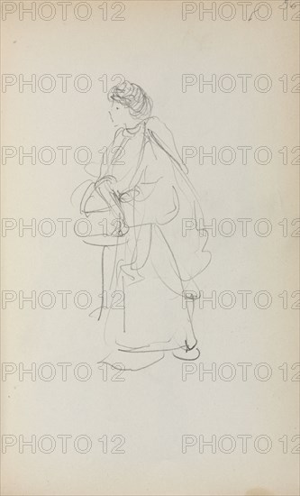 Italian Sketchbook: Standing Woman Holding a Satchel (page 56), 1898-1899. Maurice Prendergast (American, 1858-1924). Pencil; sheet: 16.7 x 10.8 cm (6 9/16 x 4 1/4 in.).