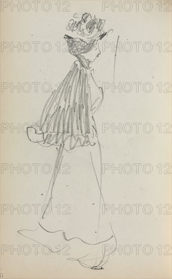 Italian Sketchbook: Standing Woman in profile (page 130), 1898-1899. Maurice Prendergast (American, 1858-1924). Pencil; sheet: 16.7 x 10.8 cm (6 9/16 x 4 1/4 in.).