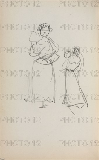 Italian Sketchbook: Two Standing Women holding Infants (page 140), 1898-1899. Maurice Prendergast (American, 1858-1924). Pencil; sheet: 16.7 x 10.8 cm (6 9/16 x 4 1/4 in.).